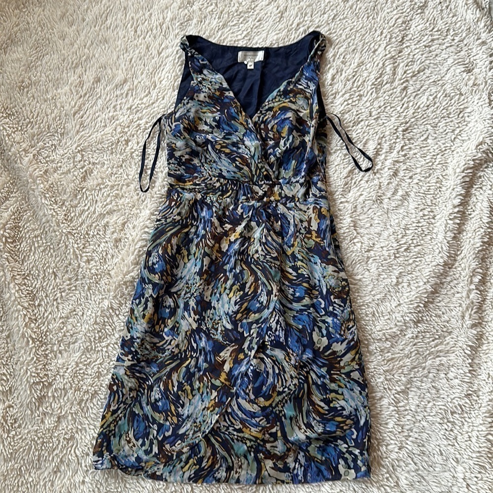 Anthologies Moulinette Soeurs Navy Blue Silk Oak Apple Dress Size 4